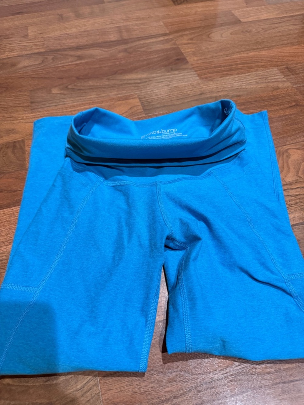 Beyond Yoga Turquoise Fold-Over Maternity Leggings